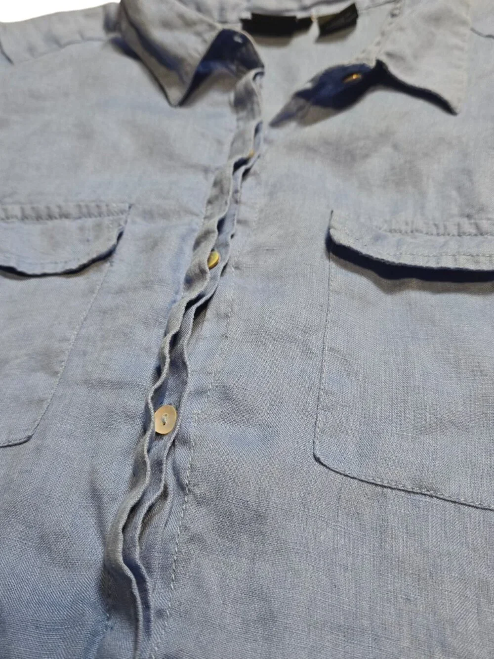 Jones New York Women’s Blue 100% Linen Sleeveless Button Tunic Top L - Picture 5 of 9